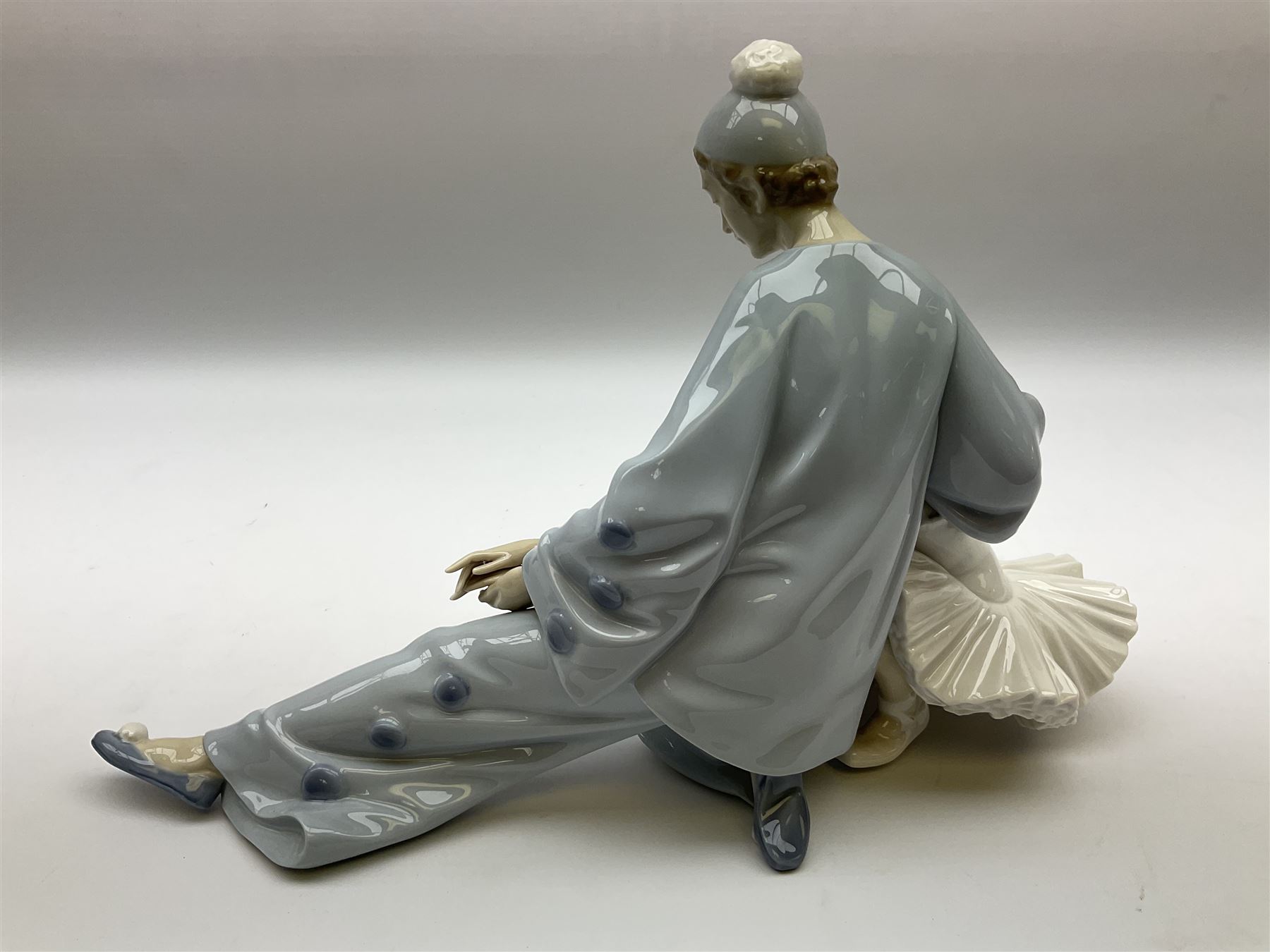 Lladro figure, Closing Scene, modelled as a clown and ballerina, year issued 1974, year retired 1996, no 4935, H24cm 