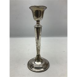 Early 20th century Silver mounted candlestick, with filled base, hallmarked London 1911, H20cm