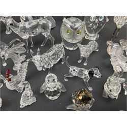 Swarovski Crystal animals, to include sheep, pigs, antelope, cockeral and hen, chicks, Pegasus, owls, giraffe, etc, together with Swarovski Crystal dancer, Isadora