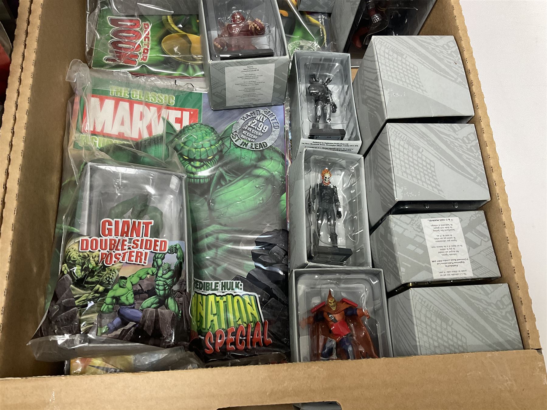 Eaglemoss The Classic Marvel Figurine Collection - forty-one magazines with models each as issued in unopened plastic bags; eleven boxed models and eight loose periodicals; in three boxes (60)