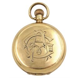 Early 20th century gold-plated full hunter 15 jewels keyless Preston Junior presentation pocket watch by Waltham, made for Preston Ltd, Boton, No. 22323684, white enamel dial with Roman numerals, the case monogrammed A G