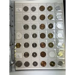 Mostly Japanese coins, including modern year date denomination runs, various cash coins, some fantasy or reproduction coins etc, housed in two ring binder folders