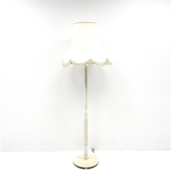Vintage white painted standard lamp (H147cm) with shade