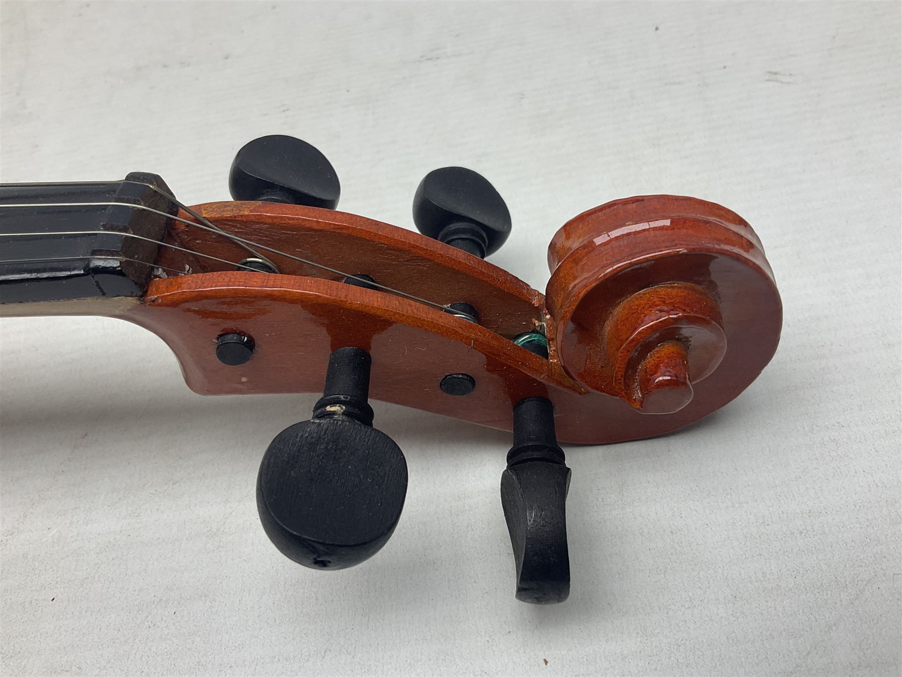 Stentor Student violin with 36cm two-piece back and spruce top, bears label 'The Stentor Student II No.1117807' L59cm; and another similar student's violin by Palatino (2)