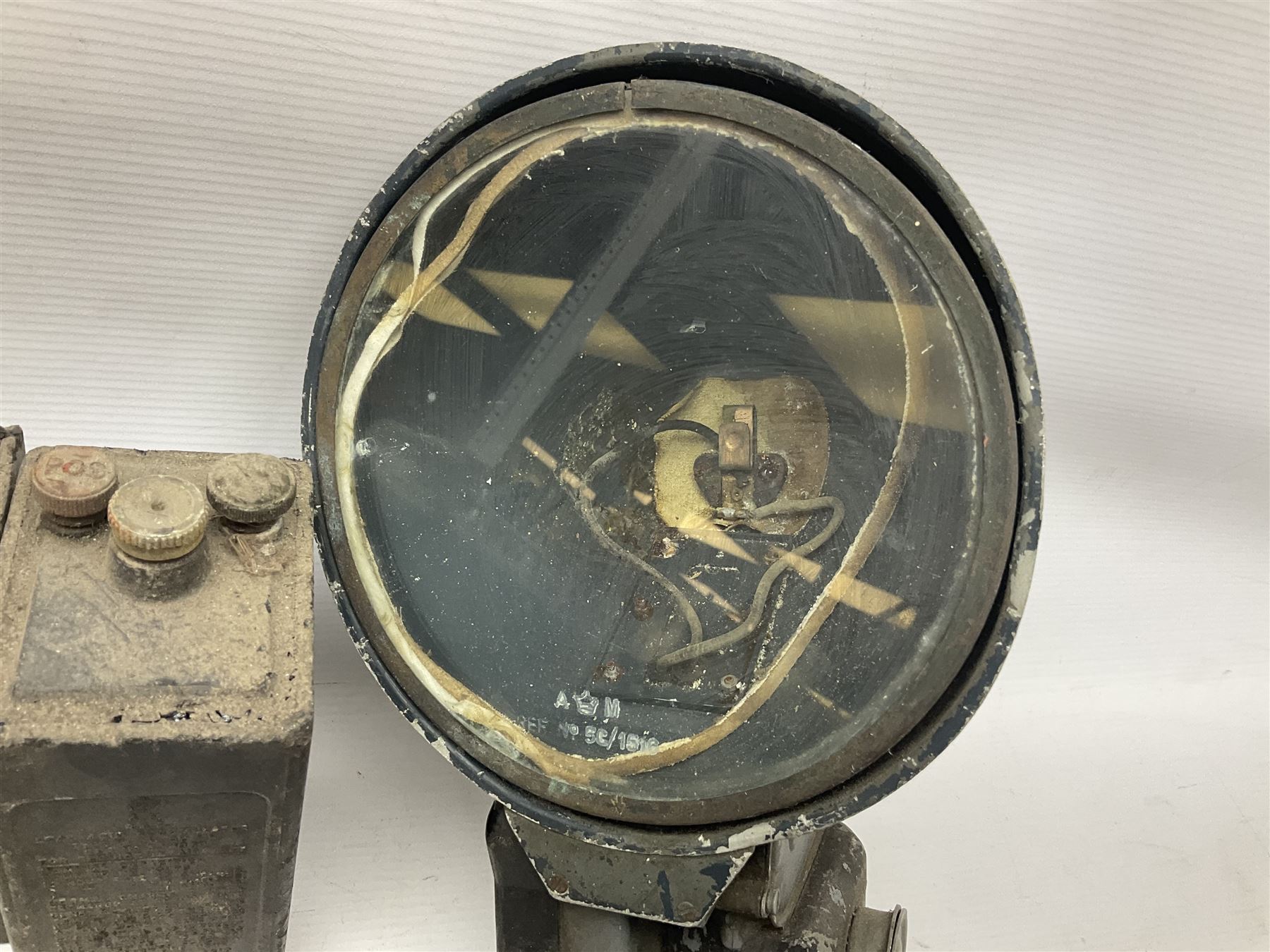 Three RAF light switches, together with military oxygen canister, batteries, gages etc  