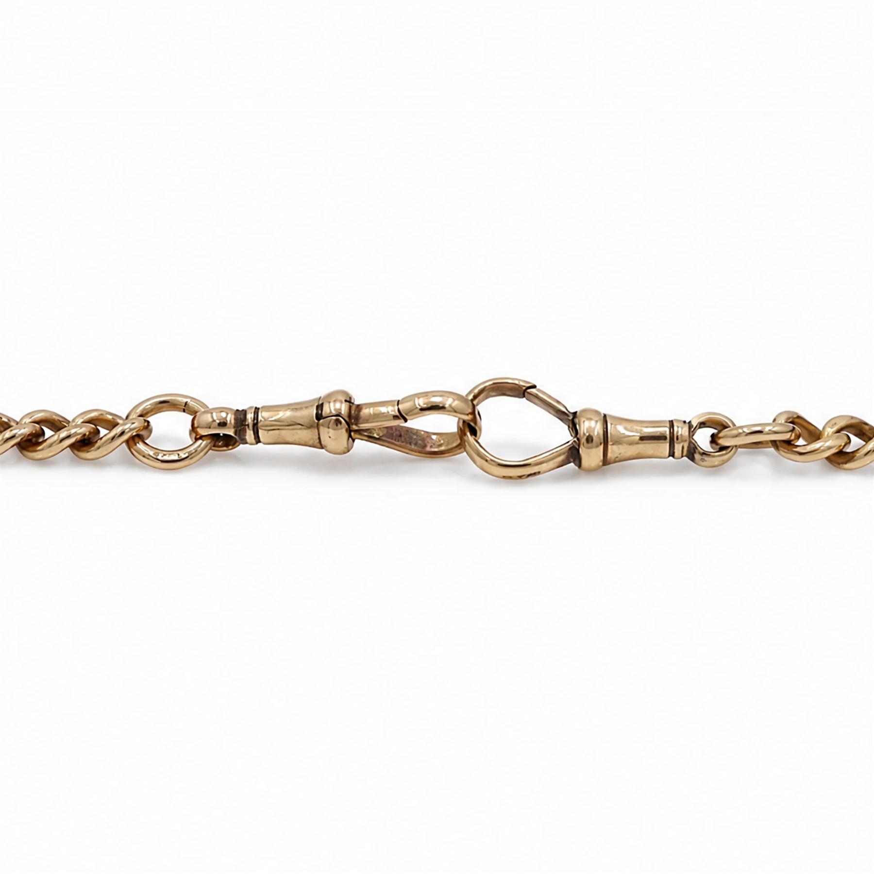 Early 20th century 9ct rose gold Albert chain by The Albion Chain Co, links stamped 375