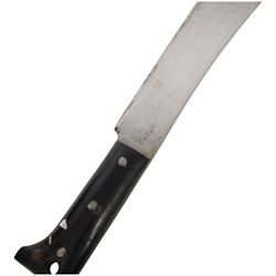 WWII US military machete dated 1944, Legitamas Collins & Co, model no.1250, with original leather sheath, overall L58cm