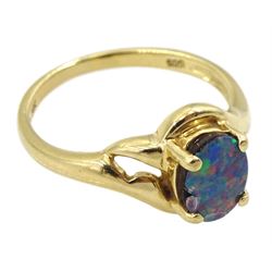 14ct gold single stone opal triplet ring, stamped 585