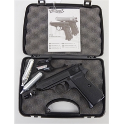  Walther PPK/S CO2 air pistol .177cal with Umarex laser sight in case with two CO2 cartridges  