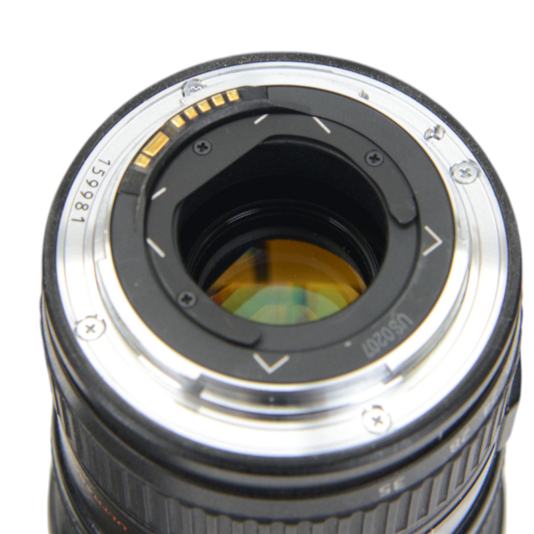 Canon Ultrasonic EF 16-35mm 1:2.8 L USM zoom lens serial no. US0207, with Canon EW-83E lens hood, in carry pouch