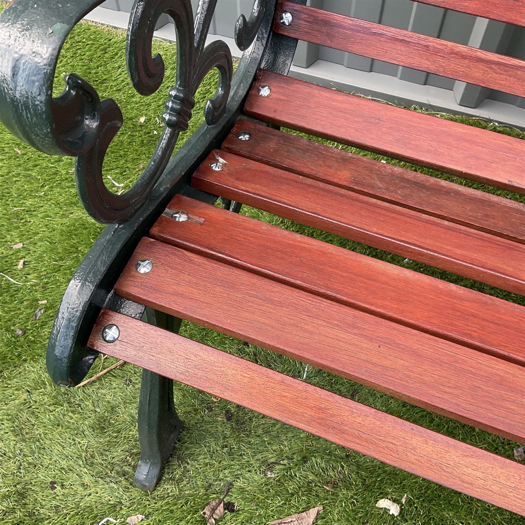 Cast iron and wood slatted garden bench - THIS LOT IS TO BE COLLECTED BY APPOINTMENT FROM DUGGLEBY STORAGE, GREAT HILL, EASTFIELD, SCARBOROUGH, YO11 3TX