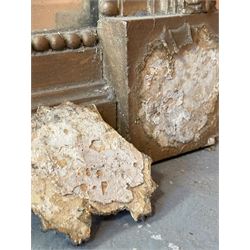 Edwardian giltwood and composition framed upright wall mirror, having a floral boss to each corner united by flowerhead decoration, enclosing an original distressed mirror plate. 193cm x 77cm.  - COLLECTION BY APPOINTMENT FROM: The White House, Thirsk Road, Easingwold, York, YO61 3NF - CALL 01723 507111 TO ARRANGE