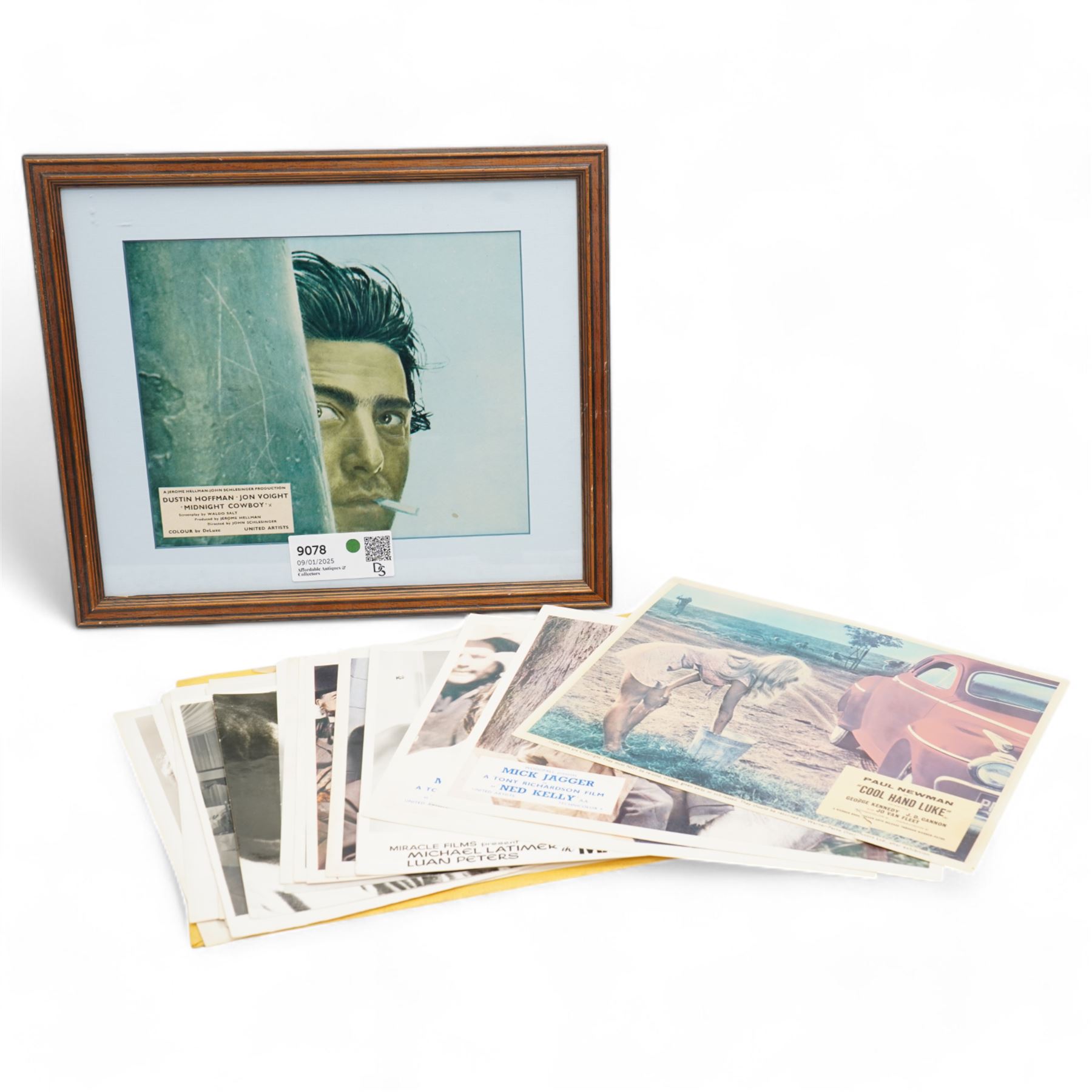 Collection of lobby cards, to include films 'Midnight Cowboy' 'Ned Kelly' and 'Man of Violence' etc, one framed example (approx. 20)