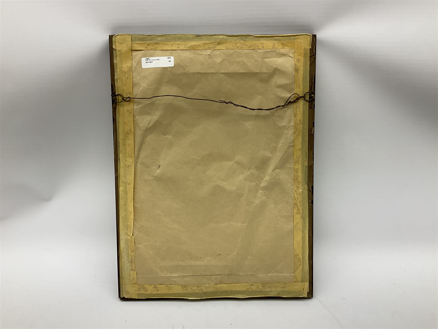 Early 19th century 'Friendship' silk work sampler, worked with poem within naturalistic floral borders, by Mary Wood aged 12, in glazed frame, H46cm W34.5c,
