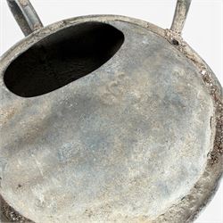 19th century milk churn with weathered patina along with aluminium watering can