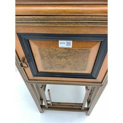 Early 20th century Oriental design walnut bedside lamp cabinet