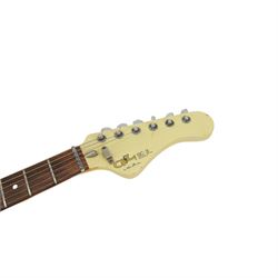1980s G&L by Leo Fender SC3 electric guitar, in cream finish, made in USA serial no. G021189, contained within a hard carry case
