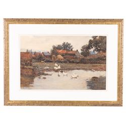 Frederick William Jackson (Staithes Group 1859-1918): The Duck Pond Hinderwell, watercolour signed and dated 1895, 33cm x 52cm 