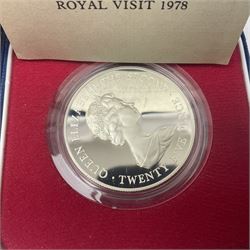 Six Queen Elizabeth II silver crown coins, comprising three United Kingdom 1977 'Silver Jubilee', 1981 'Commemorating the Marriage of His Royal Highness The Prince of Wales and Lady Diana Spencer' and two Bailiwick of Guernsey 1978 'Royal Visit', all cased with certificates 