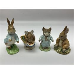 Seven Beswick Beatrix Potter figures, including Hunca Munca, Appley Dapply and Timmy Willie