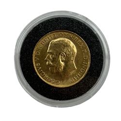 King George V 1918 gold full sovereign coin, Bombay mint