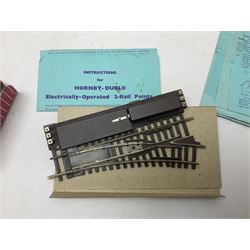Hornby Dublo - 2-rail, 2400 TPO Mail Van Set; Engine Shed Kit - 2-Road (with additional empty box); four electrically operated switch points; uncoupling rails; buffer stops; three signals; loading gauge etc; all boxed