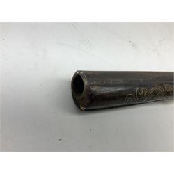 REGISTERED FIREARMS DEALERS ONLY - Reproduction flintlock pistol, the full walnut stock with brass filigree inlay and mounts and skull crusher butt L46cm; no visible proof marks - Disposed 25.06.25 - Notified 24.07.25