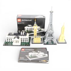 Four Lego architecture sets, comprising Empire State Building, The Eiffel Tower, Empire St...