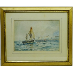  Fishing boats off Scarborough, watercolour signed and dated 1920 by Austin Smith 24cm x 35.5cm  