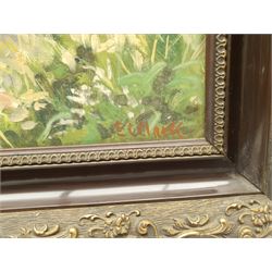 E C Clark (British 20th century): Church Street Staithes looking towards Cowbar, oil on board signed 50cm x 65cm