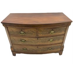 19th century mahogany bow front chest, fitted with two short and two long drawers