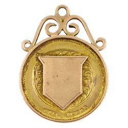 Early 20th century 9ct gold enamel bowling medallion, Birmingham 1926