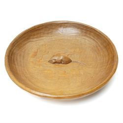 Mouseman - tooled oak fruit bowl, with carved mouse signature, by the workshop of Robert T...