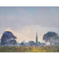 Tom Harland (Yorkshire 1945-2012): 'A Rash of Buttercups - South Dawton', oil on canvas signed, titled verso 20cm x 25cm