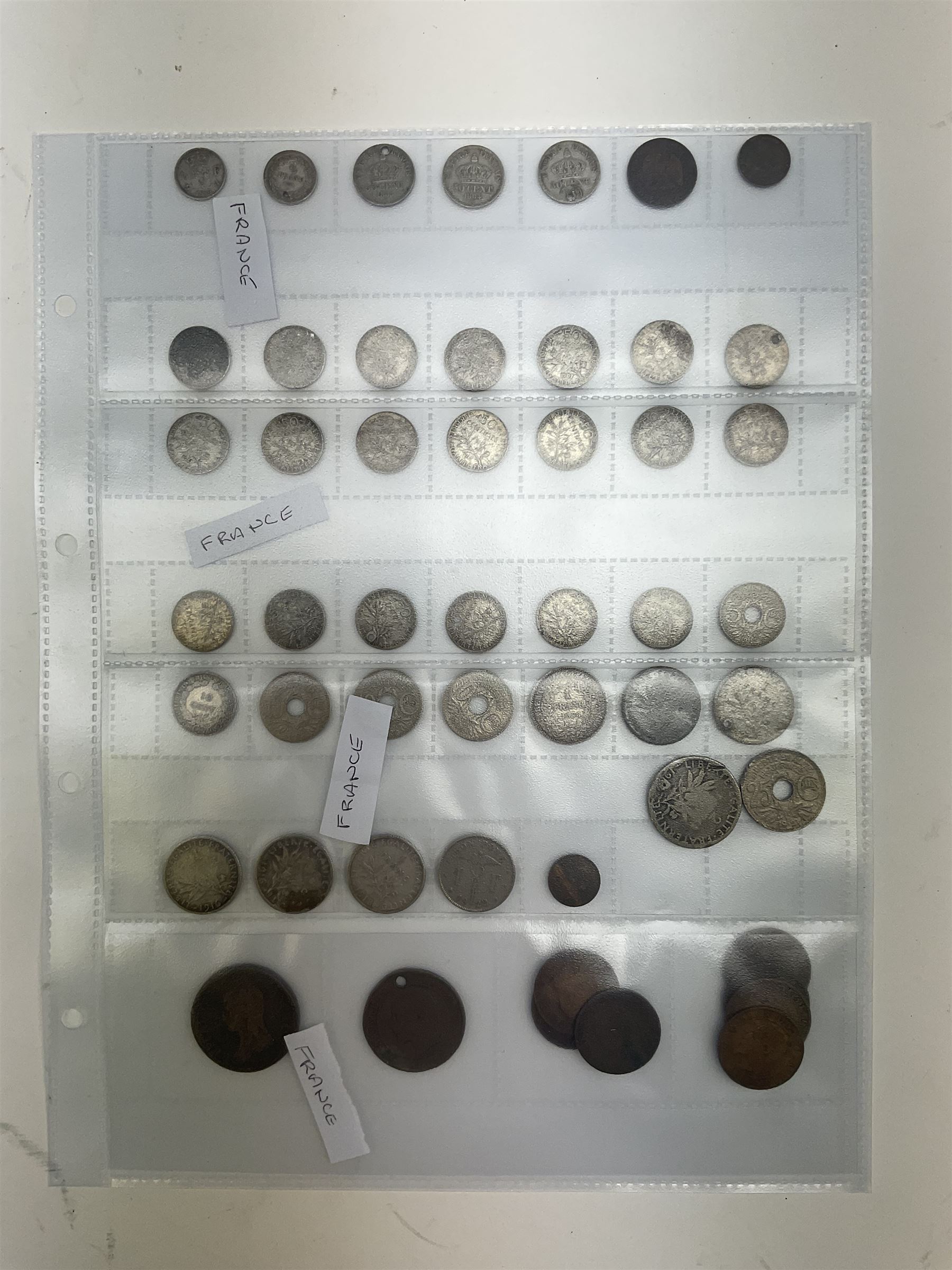 Interesting collection of 18th century and later Commonwealth and international coins, including India, Rhodesia, South Africa, Spain, Italy, Netherlands, Palestine, Russia, canada, Greece, Jersey, Guernsey, Germany, France, etc, including many silver examples