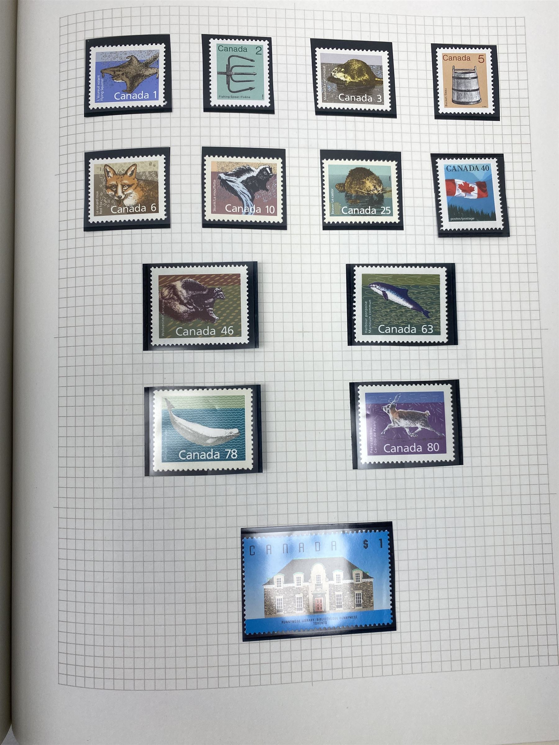 Canada Queen Victoria and later stamps, including 1852-57 six pence, ten pence etc, duplicates throughout showing variation, various King Edward VII issues, stamps on covers, Queen Elizabeth II unused blocks etc, housed in an album