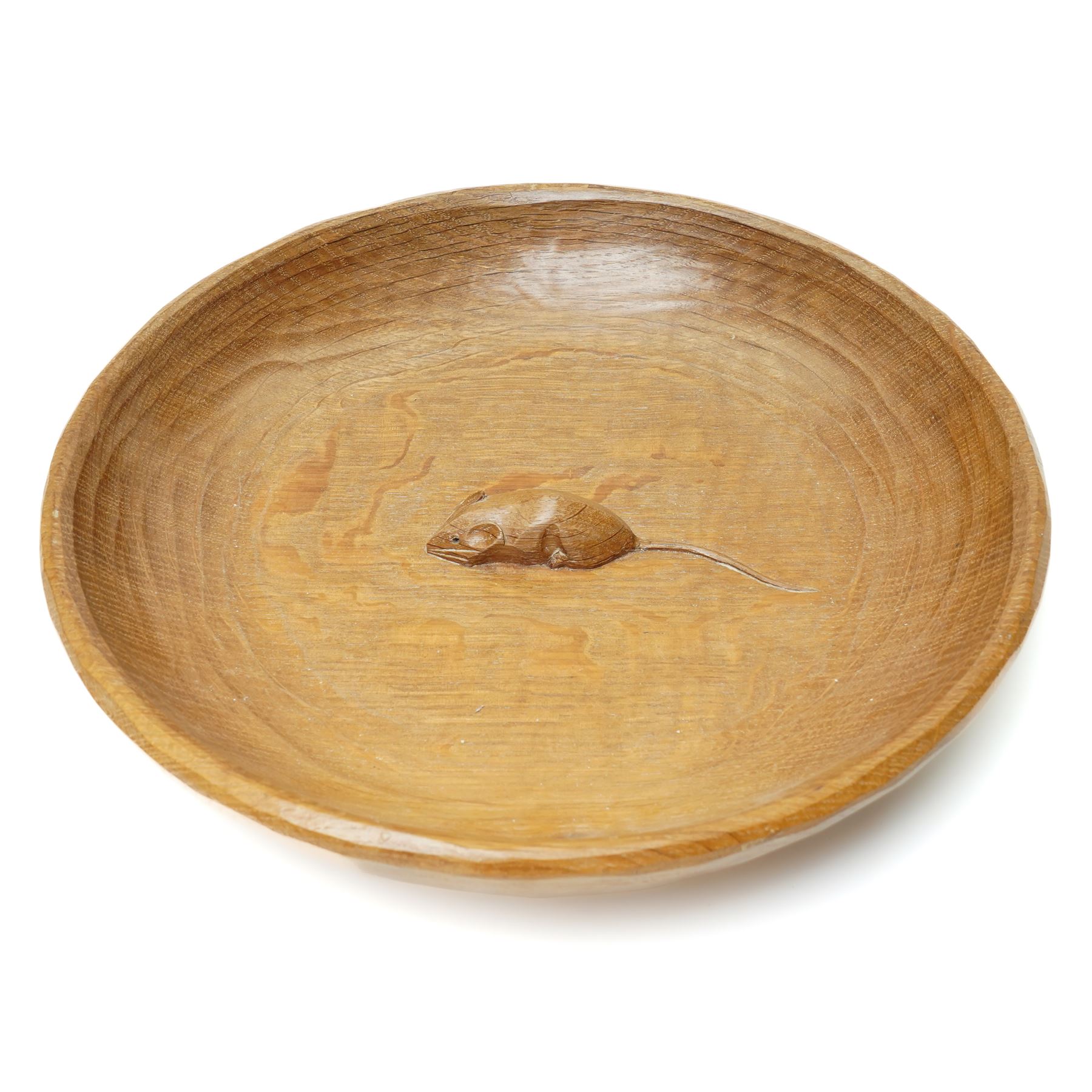 Mouseman - tooled oak fruit bowl, with carved mouse signature, by the workshop of Robert Thompson of Kilburn