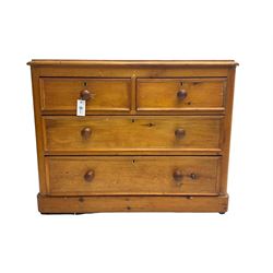 Victorian pine chest, fitted with two short and two long drawers, on plinth base