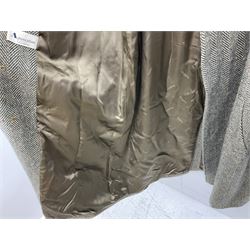 Men's Aquascutum lambs wool herringbone tweed coat with silk lining, 46 Reg, together with a further Men's Aquascutum grey wool duffle coat, with cheque lining and horn buttons, 46