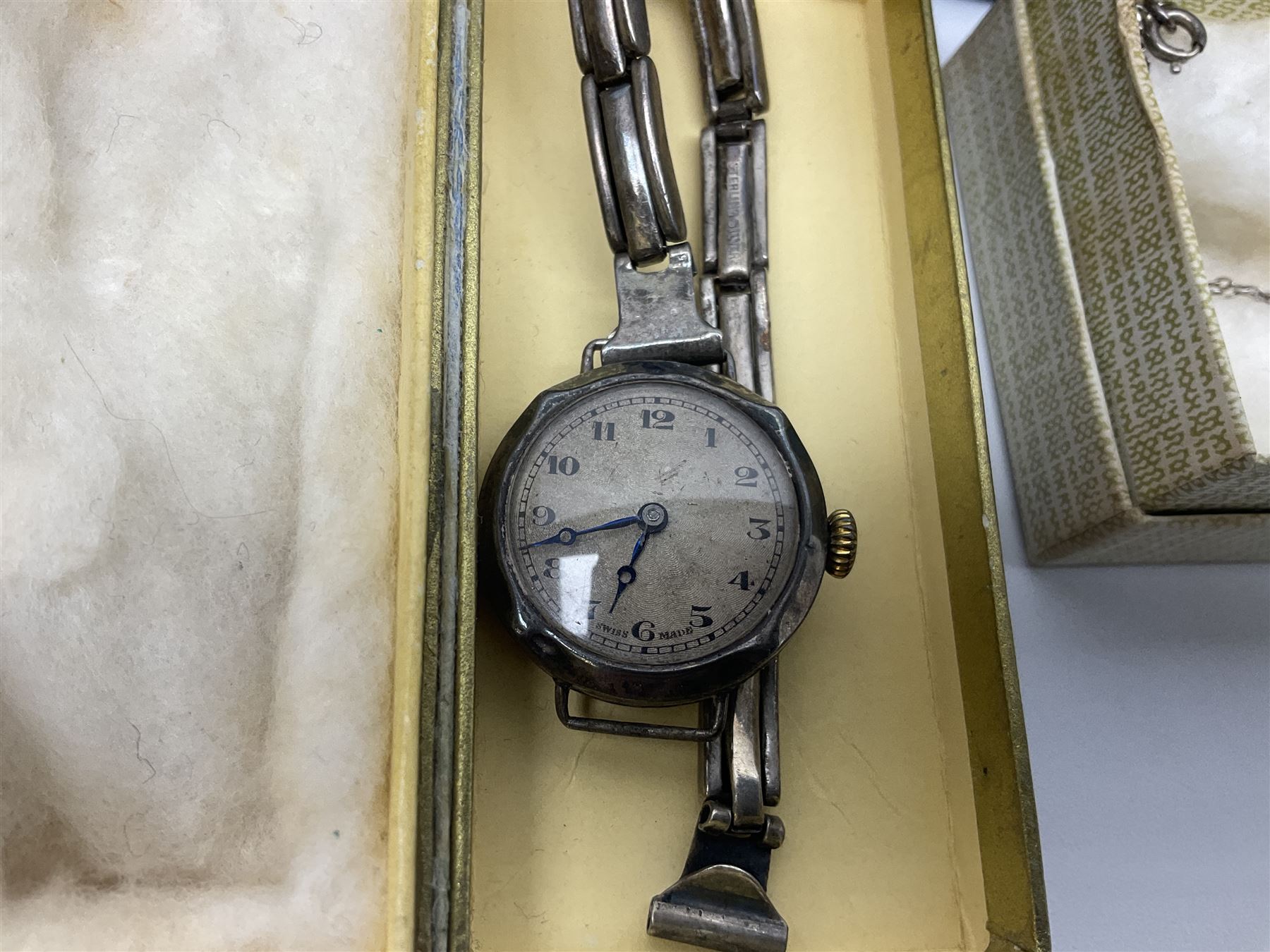 Victorian and later 9ct gold jewellery including glazed photo pendant, three gold cased wristwatches, signet ring and a cameo brooch, all hallmarked and silver jewellery including fobs, wristwatch, brooches and rings etc 