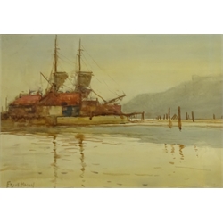  Frank Henry Mason (Staithes Group 1875-1965): Low Tide Whitby Harbour, watercolour signed 33.5cm x 48cm  DDS - Artist's resale rights may apply to this lot  