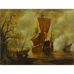  Shipping off the Coast, 19th century oil on canvas laid onto board signed and dated 1879 by T Simpson 36cm x 47cm  