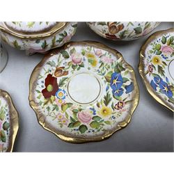 Hammersley Queen Anne pattern, part tea and dinnerwares, to include six dinner plates, five side plates, six soup bowls, teapot, covered sucrier, six teacups and saucers, etc together with six matched dessert plates (40)