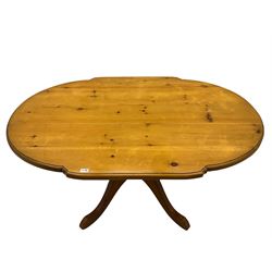 Solid pine oval pedestal dining table, and four farmhouse chairs