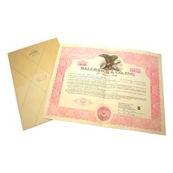 American white gold five stone diamond ring, stamped 14K by Balco Diamonds, Beverly Hills, total diamond weight 1.05 carat, with Ballreich & Co insurance certificate