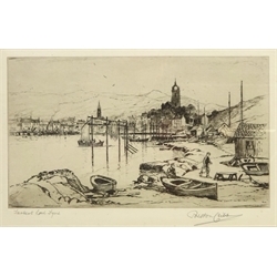  'Sorting Nets, Whitby' and 'Loch Lyne', two 20th century etchings signed by Preston Cribb 17cm x 27cm (2)  