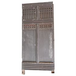 Architectural Salvage - Quantity of 19th century oak and pine church panelling including large bowed panel, others with carved decoration etc
Note: Removed in the 19th century from the church in the grounds of a private Yorkshire estate 
Provenance: property of a Nobleman