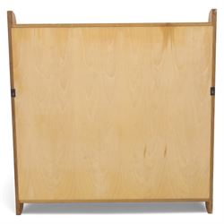 Mouseman - oak plate rack, with five shelves each with twin grooves, wall mountable, with signature mouse carving by Robert Thompson of Kilburn