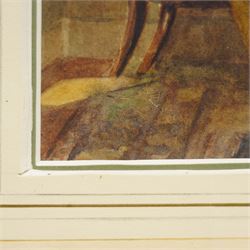 Rose Maynard Barton RWS (British 1856-1929) after Harold Knight (Staithes Group 1874-1961): Lady Reading by a Window, watercolour signed 25cm x 21cm