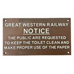Western Railway Notice type cast iron sign, L30cm
